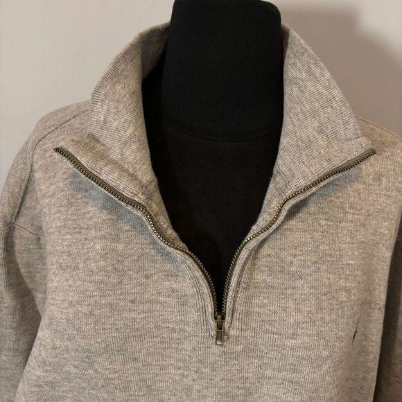 Ralph Lauren Polo Classic Quarter-Zip Sweater Gray Heather Casual Pullover - Picture 3 of 8